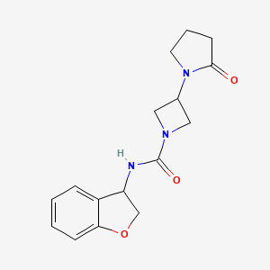 molecular formula C16H19N3O3 B7299413 N-(2,3-dihydro-1-benzofuran-3-yl)-3-(2-oxopyrrolidin-1-yl)azetidine-1-carboxamide 