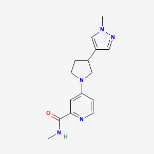 molecular formula C15H19N5O B7299430 N-methyl-4-[3-(1-methylpyrazol-4-yl)pyrrolidin-1-yl]pyridine-2-carboxamide 