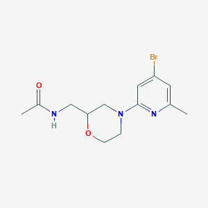 molecular formula C13H18BrN3O2 B7299454 N-[[4-(4-bromo-6-methylpyridin-2-yl)morpholin-2-yl]methyl]acetamide 