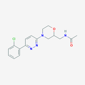 molecular formula C17H19ClN4O2 B7299462 N-[[4-[6-(2-chlorophenyl)pyridazin-3-yl]morpholin-2-yl]methyl]acetamide 