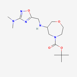 molecular formula C15H27N5O4 B7299680 Tert-butyl 6-[[3-(dimethylamino)-1,2,4-oxadiazol-5-yl]methylamino]-1,4-oxazepane-4-carboxylate 