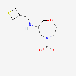 molecular formula C14H26N2O3S B7299741 Tert-butyl 6-(thietan-3-ylmethylamino)-1,4-oxazepane-4-carboxylate 