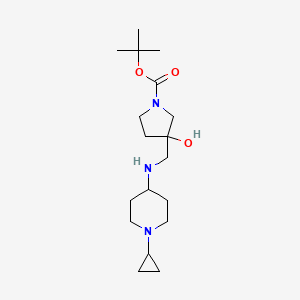 molecular formula C18H33N3O3 B7299768 Tert-butyl 3-[[(1-cyclopropylpiperidin-4-yl)amino]methyl]-3-hydroxypyrrolidine-1-carboxylate 