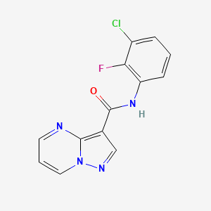 molecular formula C13H8ClFN4O B7299788 N-(3-chloro-2-fluorophenyl)pyrazolo[1,5-a]pyrimidine-3-carboxamide 
