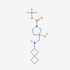 molecular formula C17H30N2O3 B7299790 Tert-butyl 3-hydroxy-3-[(spiro[3.3]heptan-2-ylamino)methyl]pyrrolidine-1-carboxylate 