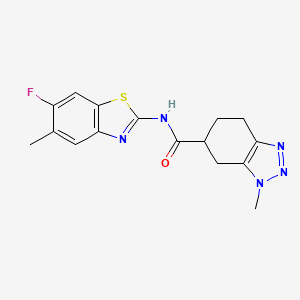 molecular formula C16H16FN5OS B7300003 N-(6-fluoro-5-methyl-1,3-benzothiazol-2-yl)-3-methyl-4,5,6,7-tetrahydrobenzotriazole-5-carboxamide 