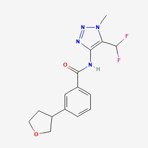 molecular formula C15H16F2N4O2 B7300016 N-[5-(difluoromethyl)-1-methyltriazol-4-yl]-3-(oxolan-3-yl)benzamide 
