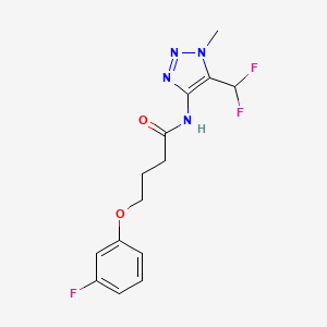 molecular formula C14H15F3N4O2 B7300024 N-[5-(difluoromethyl)-1-methyltriazol-4-yl]-4-(3-fluorophenoxy)butanamide 