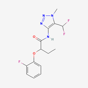 molecular formula C14H15F3N4O2 B7300039 N-[5-(difluoromethyl)-1-methyltriazol-4-yl]-2-(2-fluorophenoxy)butanamide 