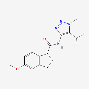 molecular formula C15H16F2N4O2 B7300044 N-[5-(difluoromethyl)-1-methyltriazol-4-yl]-5-methoxy-2,3-dihydro-1H-indene-1-carboxamide 