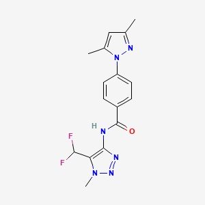 molecular formula C16H16F2N6O B7300047 N-[5-(difluoromethyl)-1-methyltriazol-4-yl]-4-(3,5-dimethylpyrazol-1-yl)benzamide 