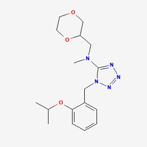 molecular formula C17H25N5O3 B7300274 N-(1,4-dioxan-2-ylmethyl)-N-methyl-1-[(2-propan-2-yloxyphenyl)methyl]tetrazol-5-amine 