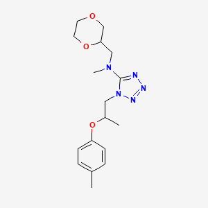 molecular formula C17H25N5O3 B7300290 N-(1,4-dioxan-2-ylmethyl)-N-methyl-1-[2-(4-methylphenoxy)propyl]tetrazol-5-amine 
