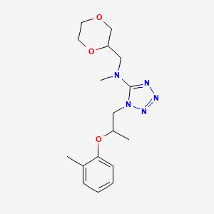 molecular formula C17H25N5O3 B7300366 N-(1,4-dioxan-2-ylmethyl)-N-methyl-1-[2-(2-methylphenoxy)propyl]tetrazol-5-amine 