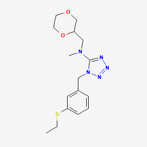 molecular formula C16H23N5O2S B7300375 N-(1,4-dioxan-2-ylmethyl)-1-[(3-ethylsulfanylphenyl)methyl]-N-methyltetrazol-5-amine 