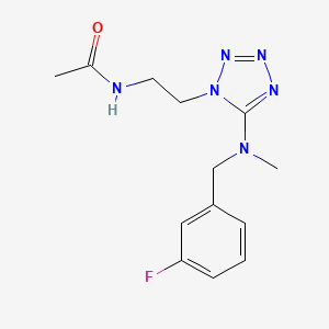 molecular formula C13H17FN6O B7300382 N-[2-[5-[(3-fluorophenyl)methyl-methylamino]tetrazol-1-yl]ethyl]acetamide 