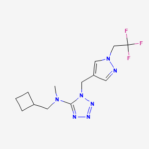molecular formula C13H18F3N7 B7300432 N-(cyclobutylmethyl)-N-methyl-1-[[1-(2,2,2-trifluoroethyl)pyrazol-4-yl]methyl]tetrazol-5-amine 