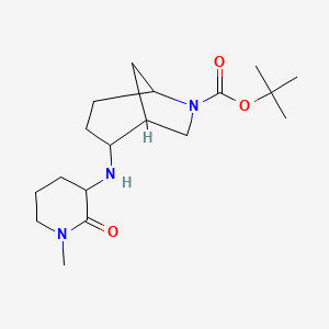 molecular formula C18H31N3O3 B7300595 Tert-butyl 2-[(1-methyl-2-oxopiperidin-3-yl)amino]-6-azabicyclo[3.2.1]octane-6-carboxylate 