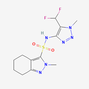 molecular formula C12H16F2N6O2S B7300682 N-[5-(difluoromethyl)-1-methyltriazol-4-yl]-2-methyl-4,5,6,7-tetrahydroindazole-3-sulfonamide 