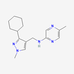 molecular formula C16H23N5 B7300728 N-[(3-cyclohexyl-1-methylpyrazol-4-yl)methyl]-5-methylpyrazin-2-amine 