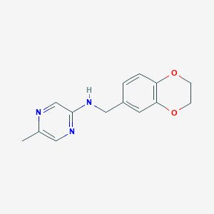 molecular formula C14H15N3O2 B7300733 N-(2,3-dihydro-1,4-benzodioxin-6-ylmethyl)-5-methylpyrazin-2-amine 