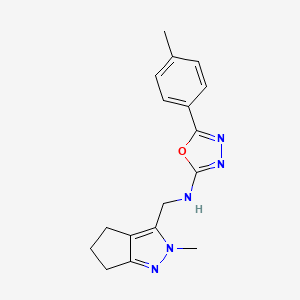 molecular formula C17H19N5O B7300736 N-[(2-methyl-5,6-dihydro-4H-cyclopenta[c]pyrazol-3-yl)methyl]-5-(4-methylphenyl)-1,3,4-oxadiazol-2-amine 