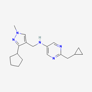 molecular formula C18H25N5 B7300767 N-[(3-cyclopentyl-1-methylpyrazol-4-yl)methyl]-2-(cyclopropylmethyl)pyrimidin-5-amine 