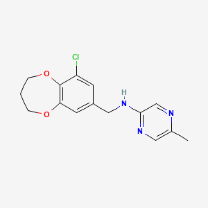molecular formula C15H16ClN3O2 B7300784 N-[(6-chloro-3,4-dihydro-2H-1,5-benzodioxepin-8-yl)methyl]-5-methylpyrazin-2-amine 