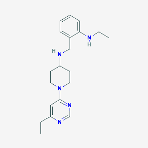 molecular formula C20H29N5 B7300806 N-[[2-(ethylamino)phenyl]methyl]-1-(6-ethylpyrimidin-4-yl)piperidin-4-amine 