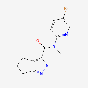 molecular formula C14H15BrN4O B7300828 N-(5-bromopyridin-2-yl)-N,2-dimethyl-5,6-dihydro-4H-cyclopenta[c]pyrazole-3-carboxamide 
