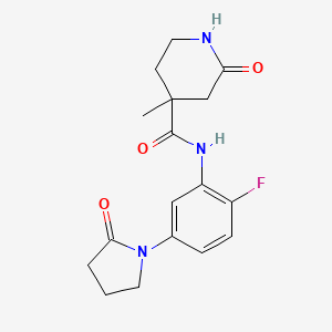 molecular formula C17H20FN3O3 B7300854 N-[2-fluoro-5-(2-oxopyrrolidin-1-yl)phenyl]-4-methyl-2-oxopiperidine-4-carboxamide 