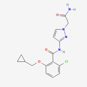 molecular formula C16H17ClN4O3 B7300943 N-[1-(2-amino-2-oxoethyl)pyrazol-3-yl]-2-chloro-6-(cyclopropylmethoxy)benzamide 