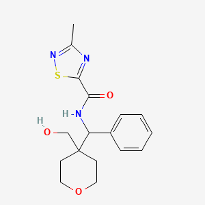 molecular formula C17H21N3O3S B7301025 N-[[4-(hydroxymethyl)oxan-4-yl]-phenylmethyl]-3-methyl-1,2,4-thiadiazole-5-carboxamide 