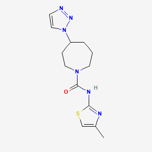 molecular formula C13H18N6OS B7301032 N-(4-methyl-1,3-thiazol-2-yl)-4-(triazol-1-yl)azepane-1-carboxamide 