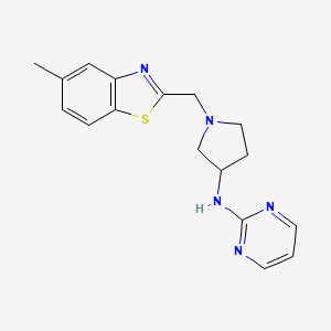 molecular formula C17H19N5S B7301067 N-[1-[(5-methyl-1,3-benzothiazol-2-yl)methyl]pyrrolidin-3-yl]pyrimidin-2-amine 
