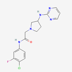 molecular formula C16H17ClFN5O B7301068 N-(4-chloro-3-fluorophenyl)-2-[3-(pyrimidin-2-ylamino)pyrrolidin-1-yl]acetamide 