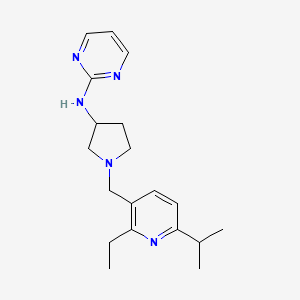 molecular formula C19H27N5 B7301083 N-[1-[(2-ethyl-6-propan-2-ylpyridin-3-yl)methyl]pyrrolidin-3-yl]pyrimidin-2-amine 