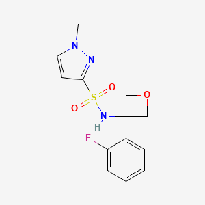 molecular formula C13H14FN3O3S B7301271 N-[3-(2-fluorophenyl)oxetan-3-yl]-1-methylpyrazole-3-sulfonamide 