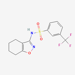 molecular formula C14H13F3N2O3S B7301356 N-(4,5,6,7-tetrahydro-1,2-benzoxazol-3-yl)-3-(trifluoromethyl)benzenesulfonamide 