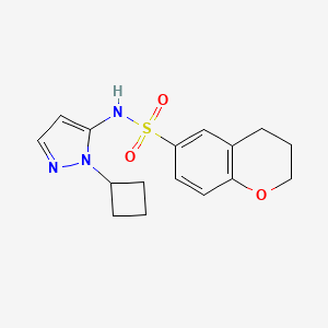 molecular formula C16H19N3O3S B7301389 N-(2-cyclobutylpyrazol-3-yl)-3,4-dihydro-2H-chromene-6-sulfonamide 