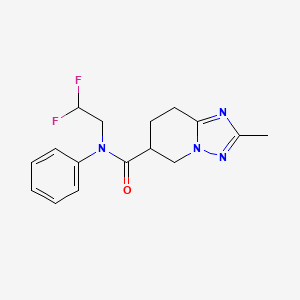 molecular formula C16H18F2N4O B7301400 N-(2,2-difluoroethyl)-2-methyl-N-phenyl-5,6,7,8-tetrahydro-[1,2,4]triazolo[1,5-a]pyridine-6-carboxamide 