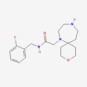 molecular formula C18H26FN3O2 B7301479 N-[(2-fluorophenyl)methyl]-2-(3-oxa-7,10-diazaspiro[5.6]dodecan-7-yl)acetamide 