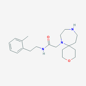 molecular formula C20H31N3O2 B7301481 N-[2-(2-methylphenyl)ethyl]-2-(3-oxa-7,10-diazaspiro[5.6]dodecan-7-yl)acetamide 