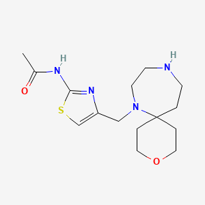 molecular formula C15H24N4O2S B7301501 N-[4-(3-oxa-7,10-diazaspiro[5.6]dodecan-7-ylmethyl)-1,3-thiazol-2-yl]acetamide 