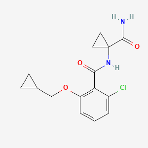 molecular formula C15H17ClN2O3 B7301635 N-(1-carbamoylcyclopropyl)-2-chloro-6-(cyclopropylmethoxy)benzamide 