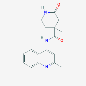 molecular formula C18H21N3O2 B7301882 N-(2-ethylquinolin-4-yl)-4-methyl-2-oxopiperidine-4-carboxamide 