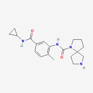 molecular formula C19H26N4O2 B7301885 N-[5-(cyclopropylcarbamoyl)-2-methylphenyl]-1,7-diazaspiro[4.4]nonane-1-carboxamide 