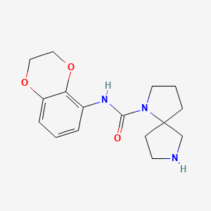 molecular formula C16H21N3O3 B7301890 N-(2,3-dihydro-1,4-benzodioxin-5-yl)-1,7-diazaspiro[4.4]nonane-1-carboxamide 