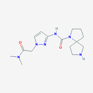 molecular formula C15H24N6O2 B7301913 N-[1-[2-(dimethylamino)-2-oxoethyl]pyrazol-3-yl]-1,7-diazaspiro[4.4]nonane-1-carboxamide 