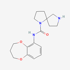 molecular formula C17H23N3O3 B7301965 N-(3,4-dihydro-2H-1,5-benzodioxepin-6-yl)-1,7-diazaspiro[4.4]nonane-1-carboxamide 